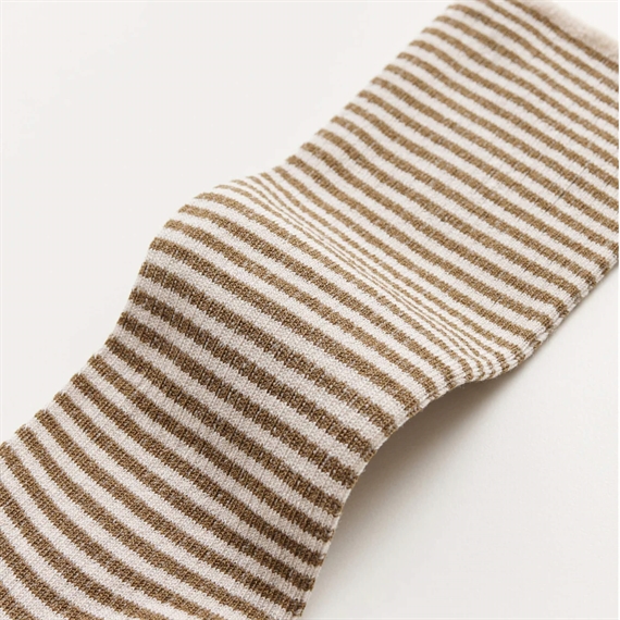 Aiayu Cotton Stripe Socks, Mix Chestnut